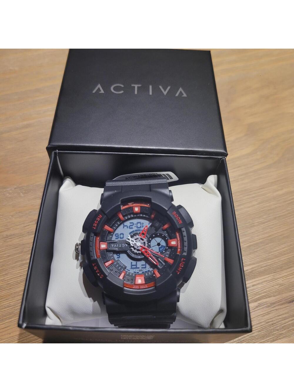 Activa Digital Analog Black and Red Sports Watch